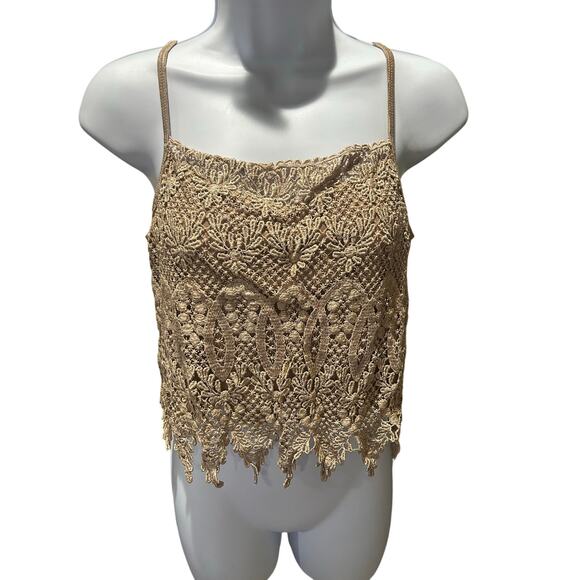 Ellie vintage inspired gold crocheted cami - Picture 3 of 3